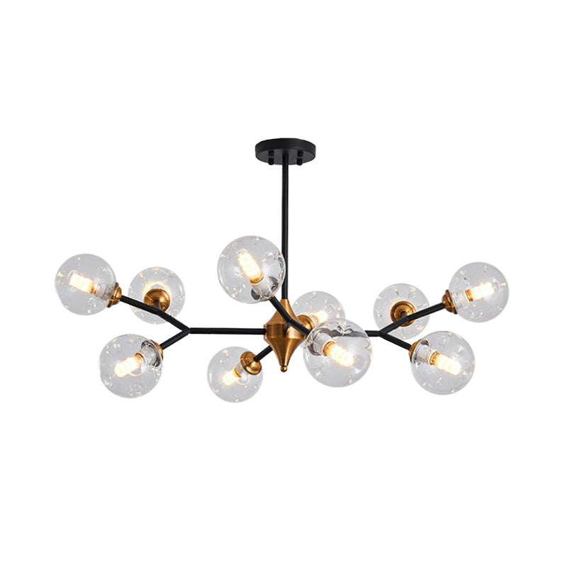 Nordic Bubble Hanging Lamp Kit - Clear/Amber/Smoke Gray Dimpled Glass Chandelier Ideal For Dining