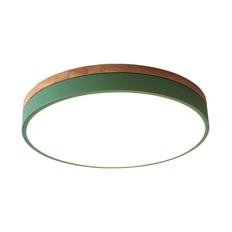 Modern Led Green Flush Mount Ceiling Light With Acrylic Diffuser - Available In 12’/16’/19.5’ Widths