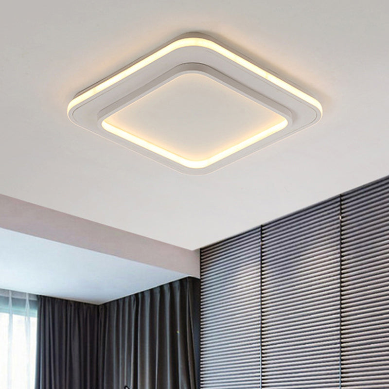 Minimalist White Square Flush Mount Led Ceiling Light Fixture - 18/21.5 Acrylic With Warm/White / 18