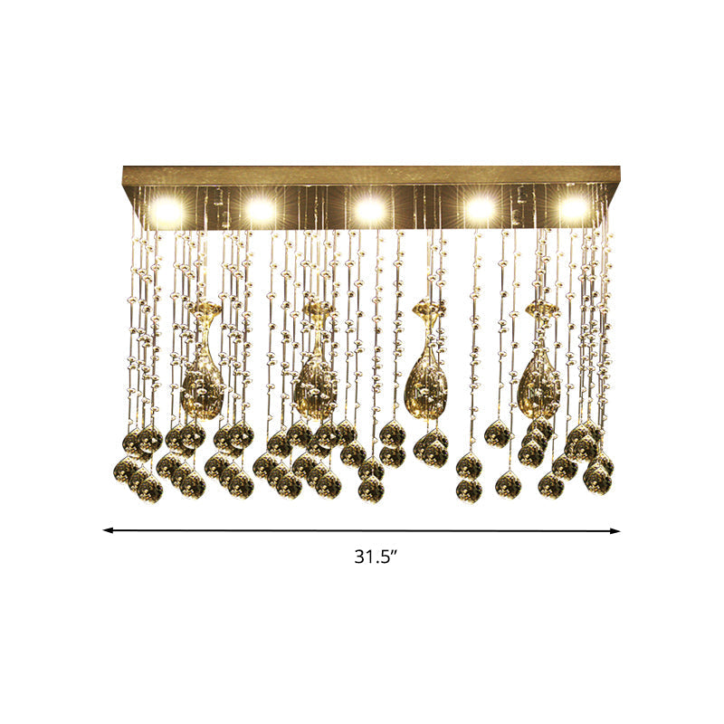 Contemporary Crystal Led Ceiling Mount Light With Chrome Finish In 3 Sizes