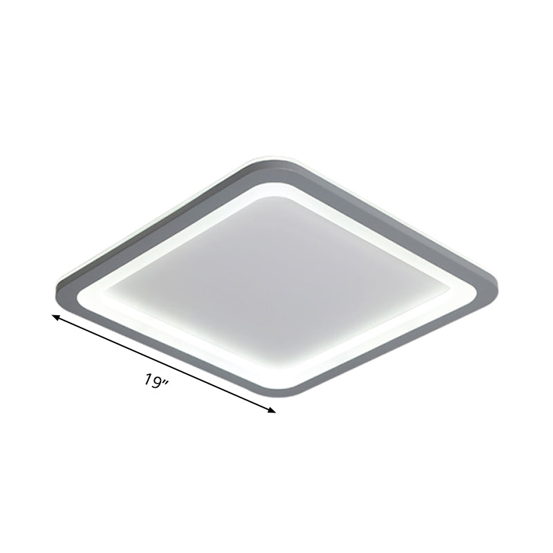 10’/14.5’/19’ Modern Style Grey Square Box Flush Light Acrylic Led Ceiling Lamp – Warm/White