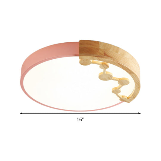 16’/19.5’ W Led Living Room Ceiling Light With Pink/Yellow/Blue Metal Shade In Warm/White