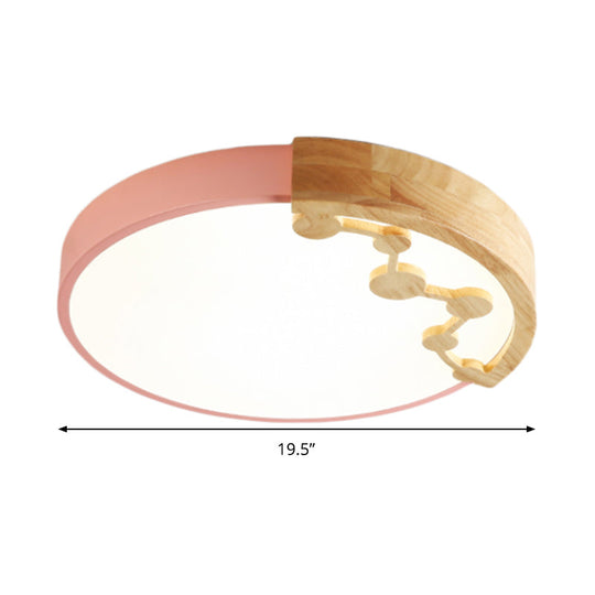 16/19.5 W Led Living Room Ceiling Light With Pink/Yellow/Blue Metal Shade In Warm/White