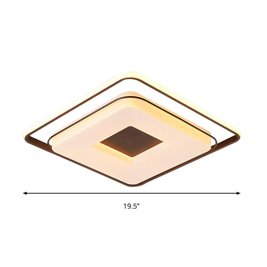 16’/19.5’ Minimalist Square Ceiling Mount Led Light In Warm/White With Acrylic Cover