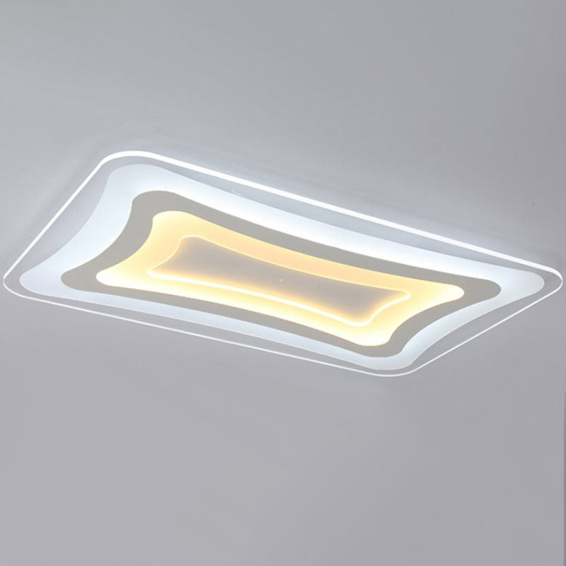 Contemporary Led Rectangular Flush Mount Ceiling Light In White - Warm/White /