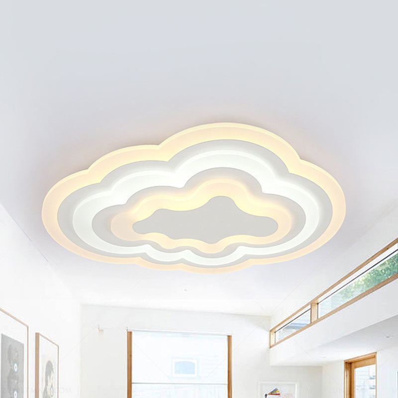 15’/18’/23.5’ W Acrylic Cloud Flush Mount Led Light Fixture In Warm/White - Minimalist Indoor