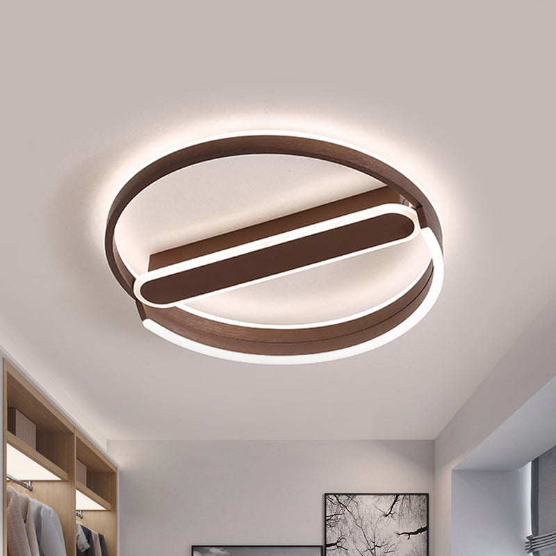 16’/19.5’ Flush Mount Coffee Halo Ring Led Ceiling Light In Warm/White With Stepless Dimming &