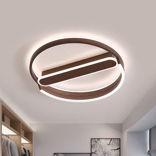 16/19.5 Flush Mount Coffee Halo Ring Led Ceiling Light In Warm/White With Stepless Dimming & Remote