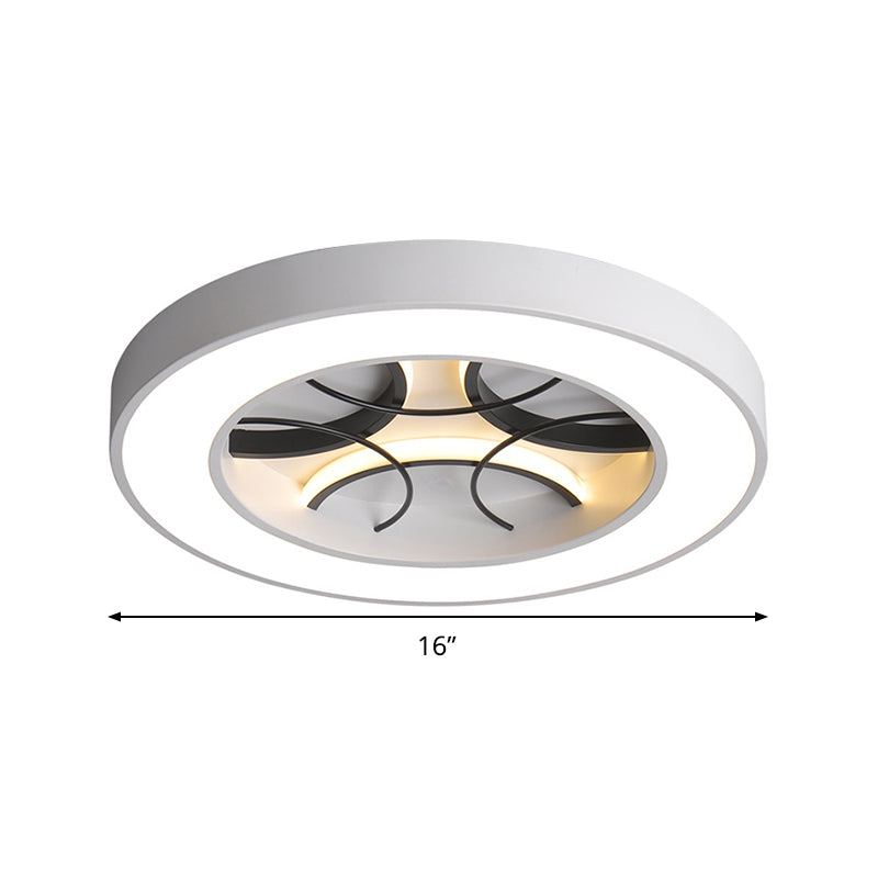 16’/19.5’ Modern White Led Flush Light Fixture - Round Metal Ceiling Lamp With Warm/White/3 Color