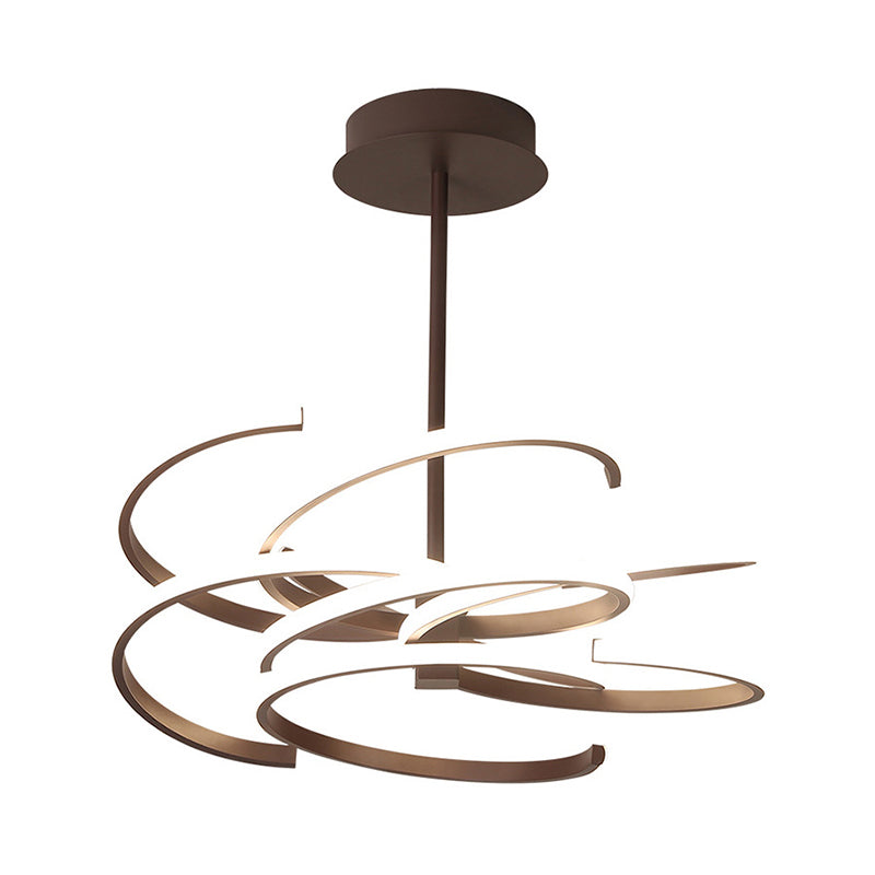 Hängende Deckenleuchte in Kaffee-Optik – LED-Kronleuchterlampe aus Metall im schlichten Stil, 19,5"/24,5" breit, warmes/weißes Licht