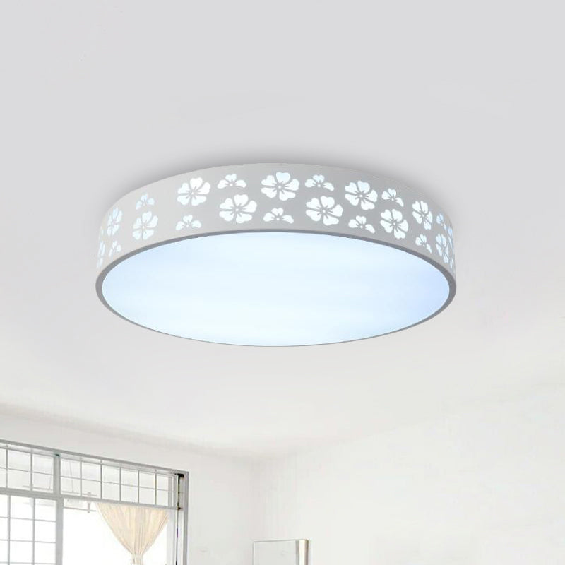 12’/16’/19.5’ Carved Flower Flush Light Led Ceiling Lamp - Modern Metallic Design With