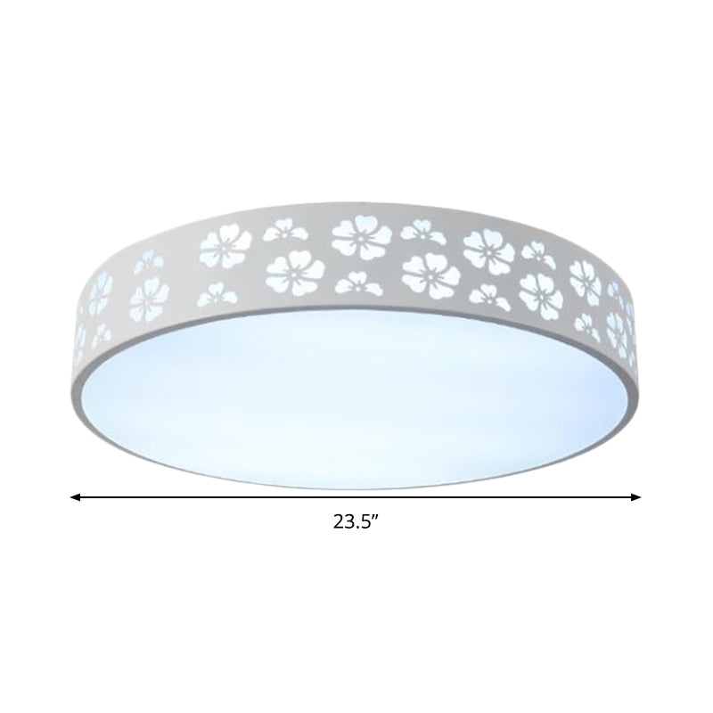 12’/16’/19.5’ Carved Flower Flush Light Led Ceiling Lamp - Modern Metallic Design With Warm/White
