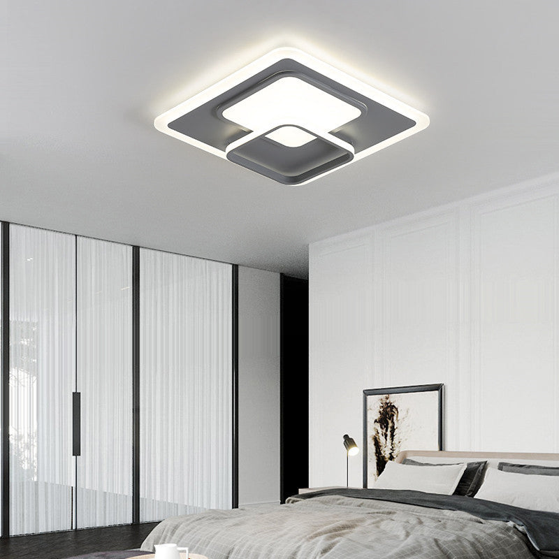 16/19.5 Square Ceiling Mount Light: Contemporary Acrylic Gray Led Flush Warm/White Light Grey / 16