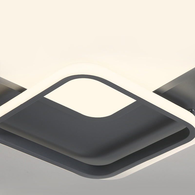 16’/19.5’ Square Ceiling Mount Light: Contemporary Acrylic Gray Led Flush Warm/White Light