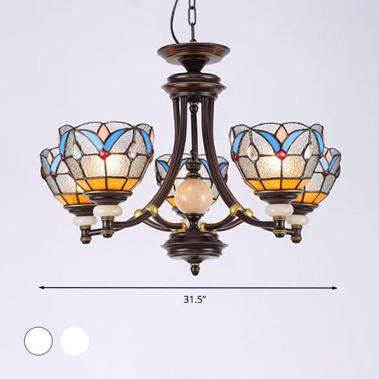 Mediterraner Glas-Kronleuchter mit gewölbten Schirmen – 3/5/8 Lichter