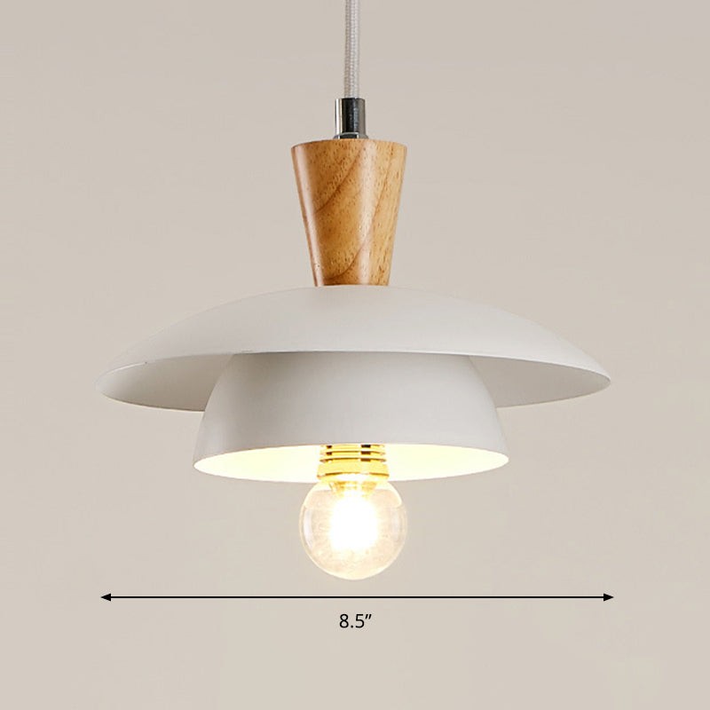 Modern Metal Domed Suspension Lamp - 1 Light White Ceiling Pendant For Dining Room
