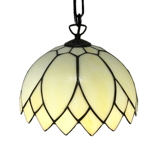 Baroque Black Pendant Lighting With Blossom Beige Glass Shade - Stylish Kitchen Ceiling Fixture