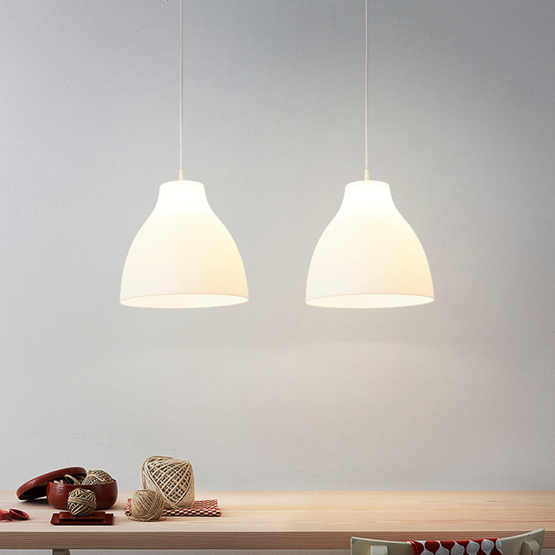 Modernist Acrylic Dome Hanging Lamp - 9/10/13 Wide White Suspended Lighting Fixture