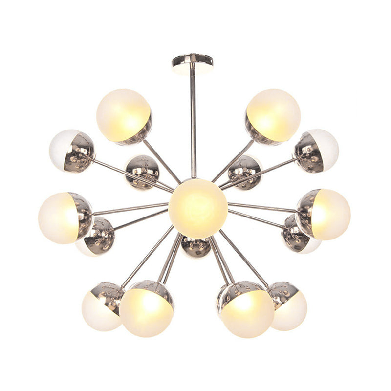 Globe Esszimmer-Halbdeckenleuchte mit weißem/klarem/rauchgrauem Glas – 9/12/15 Lichter – Modernes Design in Kupfer/Chrom/Gold