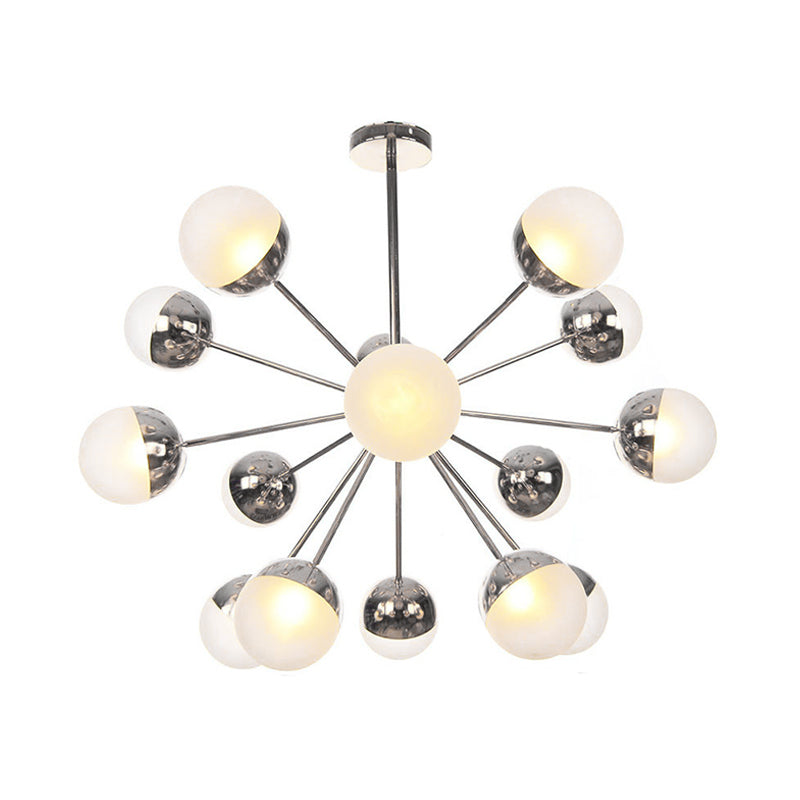 Globe Esszimmer-Halbdeckenleuchte mit weißem/klarem/rauchgrauem Glas – 9/12/15 Lichter – Modernes Design in Kupfer/Chrom/Gold