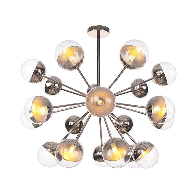 Globe Esszimmer-Halbdeckenleuchte mit weißem/klarem/rauchgrauem Glas – 9/12/15 Lichter – Modernes Design in Kupfer/Chrom/Gold