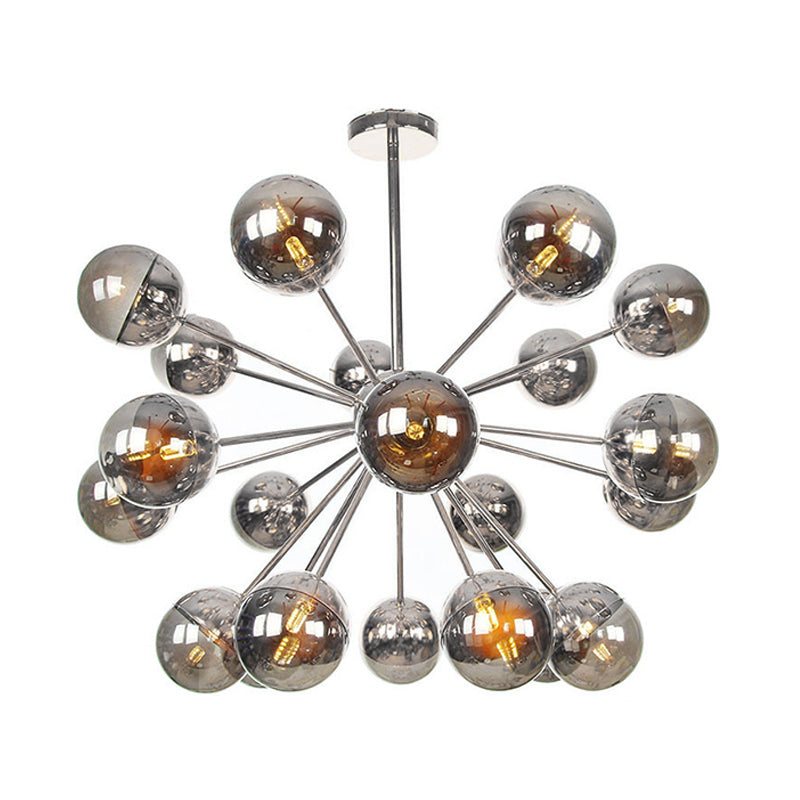 Globe Esszimmer-Halbdeckenleuchte mit weißem/klarem/rauchgrauem Glas – 9/12/15 Lichter – Modernes Design in Kupfer/Chrom/Gold