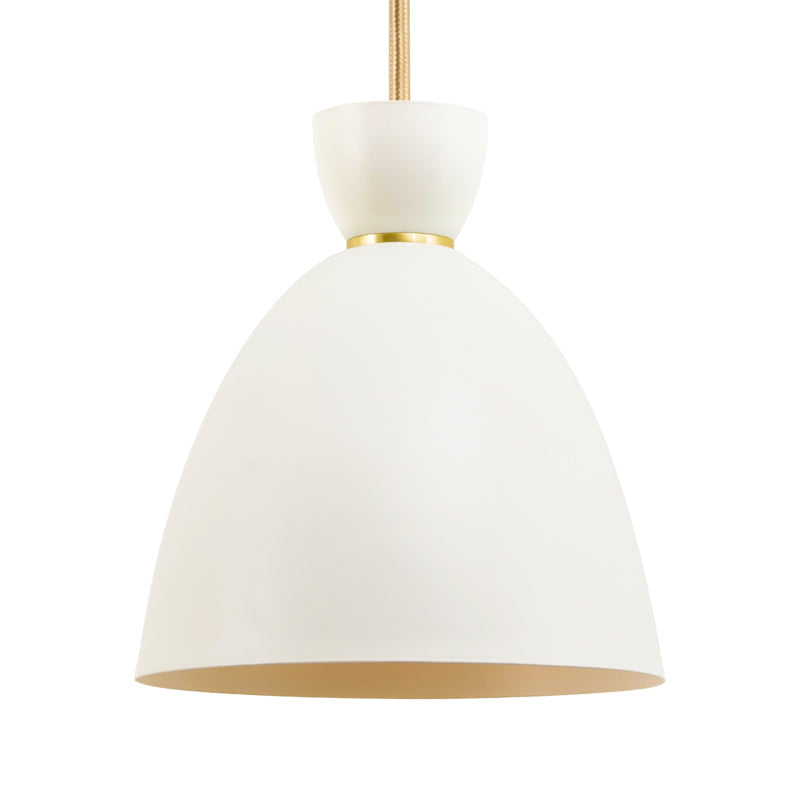 Modern White/Pink Dining Room Pendant - 1 Light Hanging Ceiling With Metal Shade
