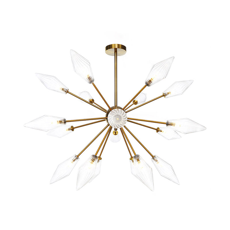 Vintage Diamond Hanging Fixture Chandelier - Amber/Clear Glass 9/12/15 Heads Adjustable Rod For