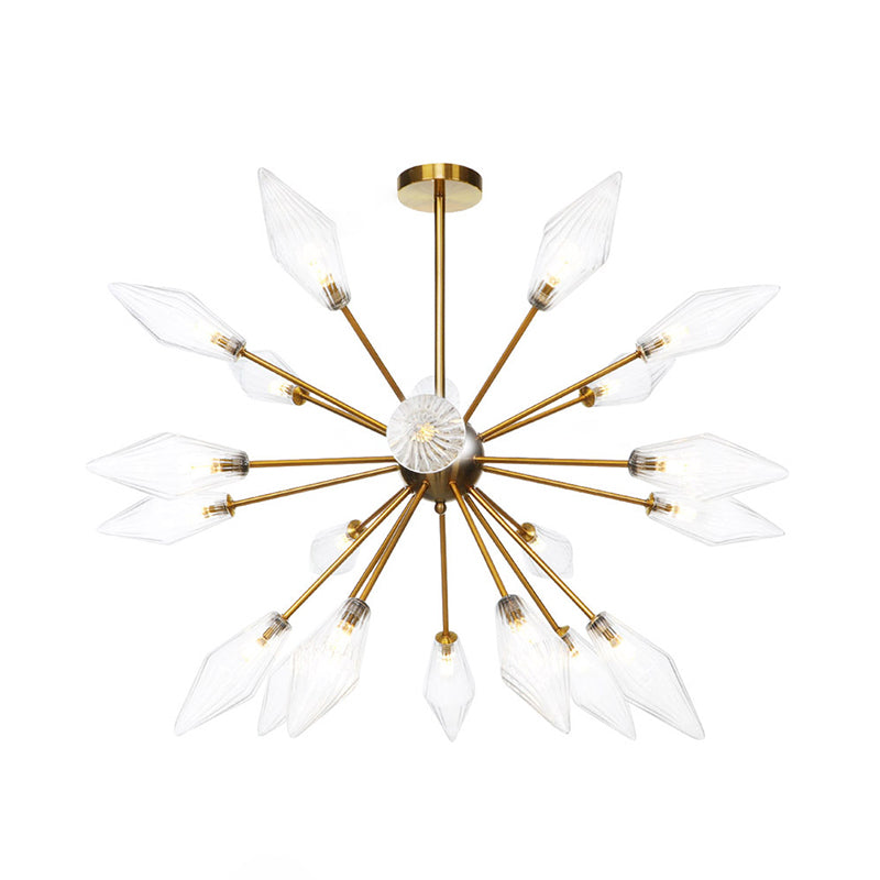 Vintage Diamond Hanging Fixture Chandelier - Amber/Clear Glass 9/12/15 Heads Adjustable Rod For