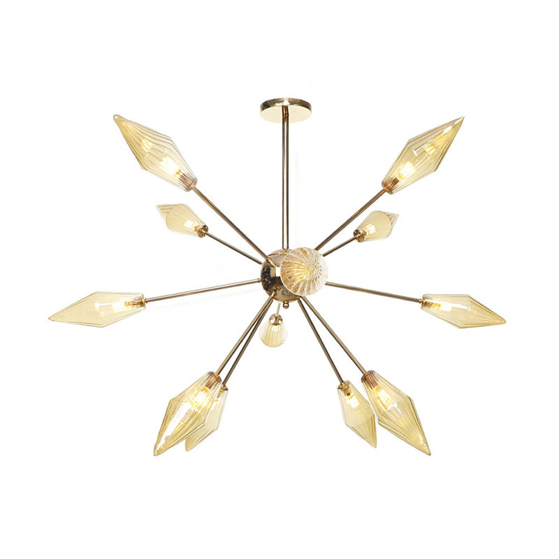 Industrial Stylish Diamond Shape Chandelier Light - 9/12/15-Head Indoor Hanging Fixture With