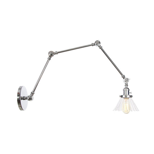 Industrial Cone Wall Light With Clear/Amber Glass And Arm - Black/Bronze/Brass (8+8/8+8+8)