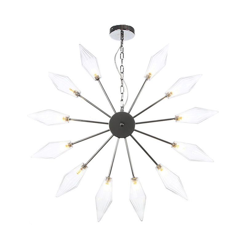 Moderner industrieller Sputnik-Kronleuchter mit Bernstein-/Klarglas – 6/9/12 Lichter – Schwarz-/Kupfer-/Chrom-Oberflächen