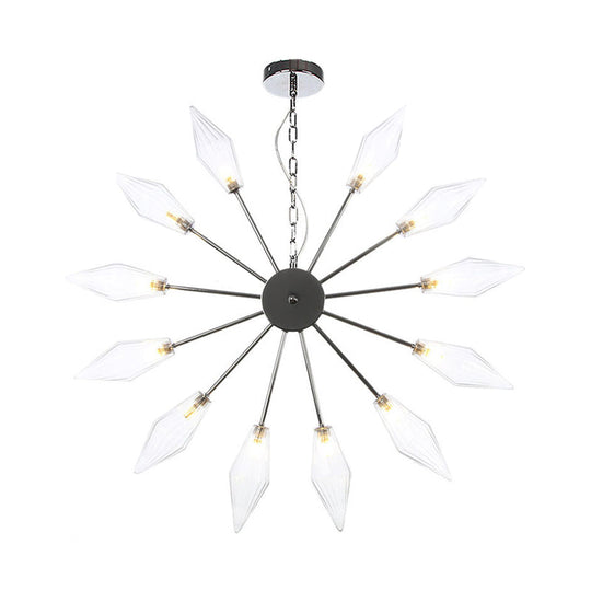 Moderner industrieller Sputnik-Kronleuchter mit Bernstein-/Klarglas – 6/9/12 Lichter – Schwarz-/Kupfer-/Chrom-Oberflächen