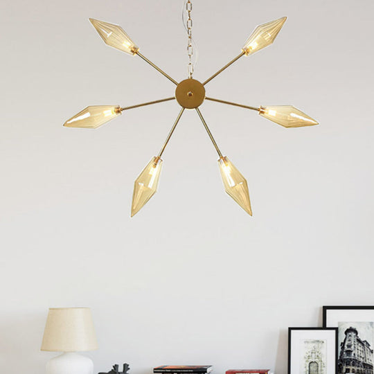 Moderner industrieller Sputnik-Kronleuchter mit Bernstein-/Klarglas – 6/9/12 Lichter – Schwarz-/Kupfer-/Chrom-Oberflächen