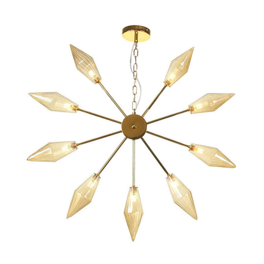 Moderner industrieller Sputnik-Kronleuchter mit Bernstein-/Klarglas – 6/9/12 Lichter – Schwarz-/Kupfer-/Chrom-Oberflächen