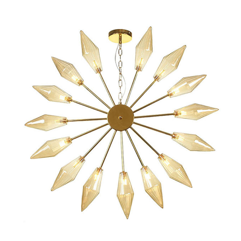 Moderner industrieller Sputnik-Kronleuchter mit Bernstein-/Klarglas – 6/9/12 Lichter – Schwarz-/Kupfer-/Chrom-Oberflächen