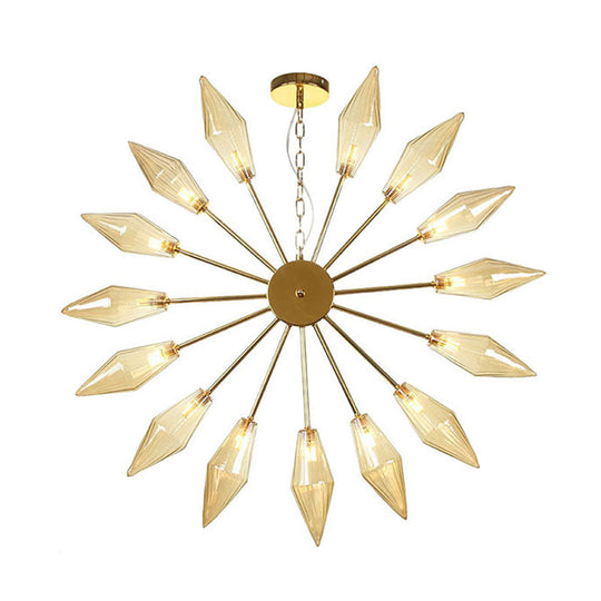 Moderner industrieller Sputnik-Kronleuchter mit Bernstein-/Klarglas – 6/9/12 Lichter – Schwarz-/Kupfer-/Chrom-Oberflächen