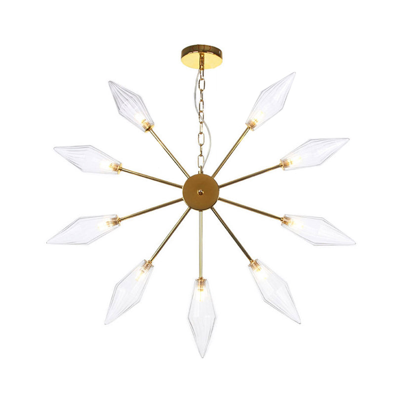 Moderner industrieller Sputnik-Kronleuchter mit Bernstein-/Klarglas – 6/9/12 Lichter – Schwarz-/Kupfer-/Chrom-Oberflächen