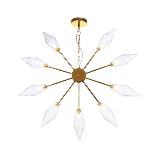 Moderner industrieller Sputnik-Kronleuchter mit Bernstein-/Klarglas – 6/9/12 Lichter – Schwarz-/Kupfer-/Chrom-Oberflächen