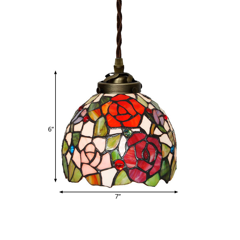 Colorful Stained Glass Pendant Light For Dining Room - Tiffany Style