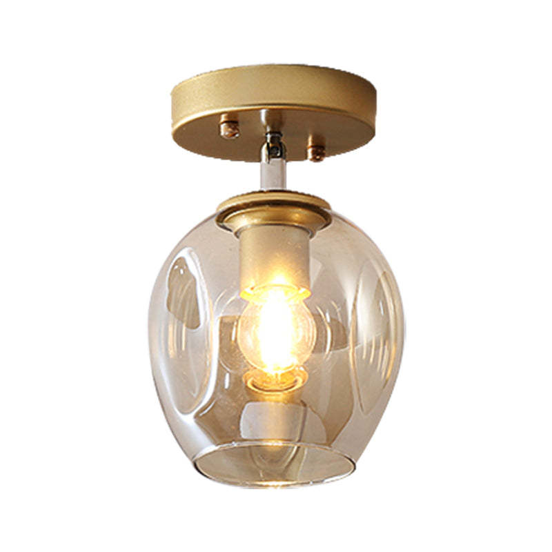 Modern Black/Gold Carafe Semi Flush Light - 1 Clear/Amber/Smoke Gray Glass Shade