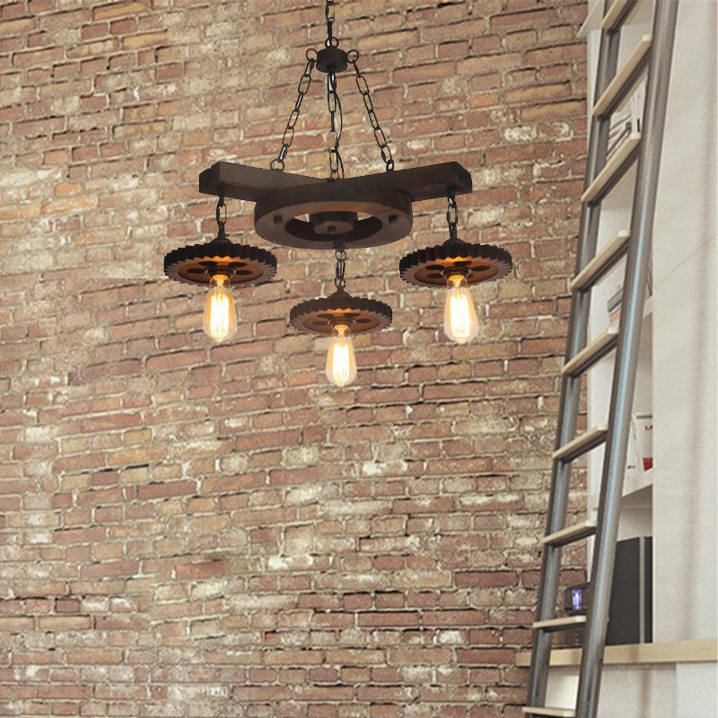 Industrial Rustic Metal Chandelier + 3 Or 7 Exposed Bulb Lights – Ideal For Restaurants