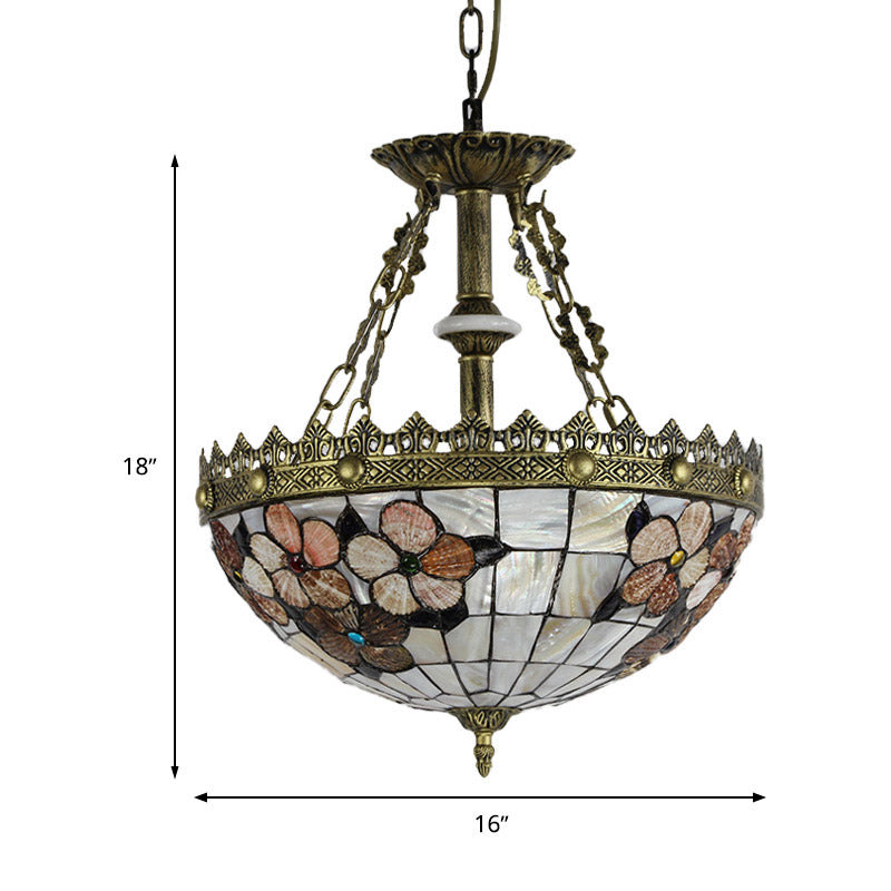 White/Blue 3-Light Tiffany Glass Pendant Chandelier For Bedroom – 12’/16’ Width