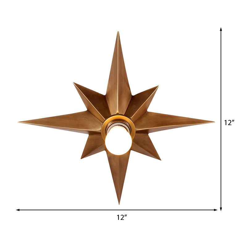 Contemporary Black/Bronze Anise Star Flush Ceiling Light - 1 Head Stairway Mount Fixture
