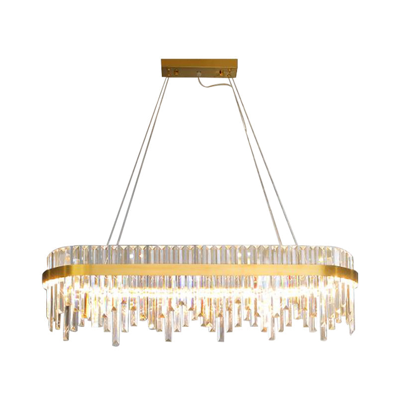 Modern Crystal Led Gold Chandelier - 1-Tier Pendant Light For Dining Room