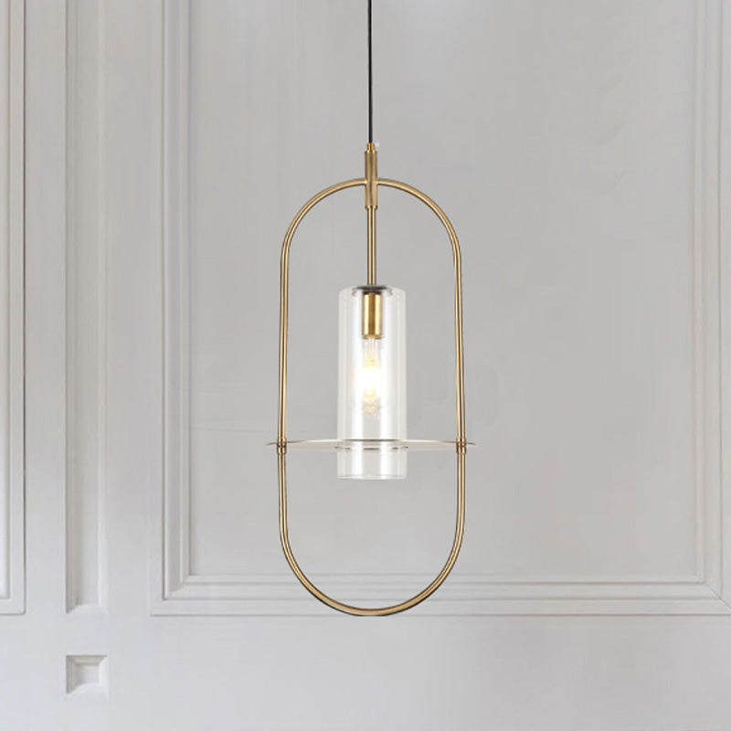 Gold Modernist Cylinder Pendant Light For Living Room Ceiling