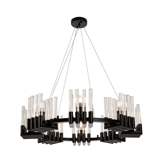Contemporary Circular Iron Chandelier Lamp With Crystal Tube - 6/8 Lights Ceiling Light Fixture In