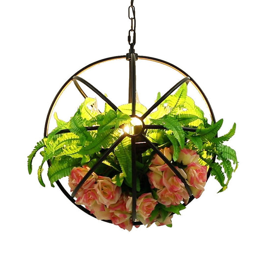 Vintage Global Rose Chandelier - 4-Bulb Led Pendant Light In Black
