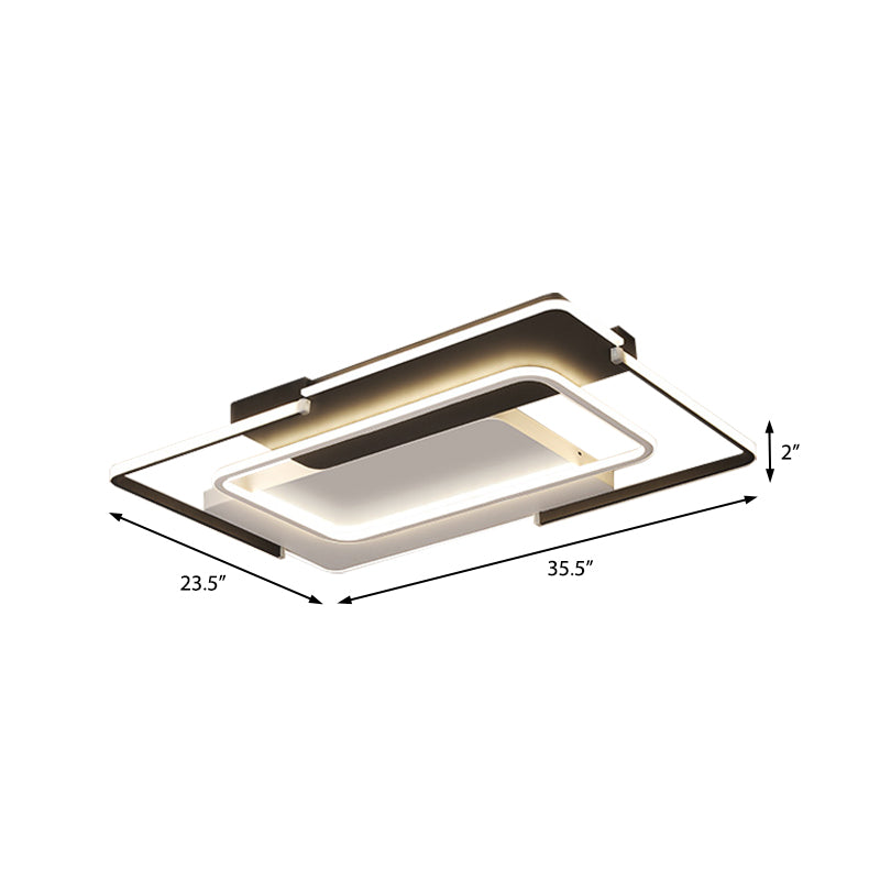 35.5/43 Rectangular Flush Mount Ceiling Light For Modern & Unique Bedroom - Warm/White