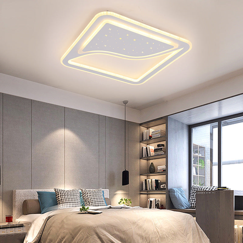 19/35.5 W Super Thin Flush Mount Light White Finish Led Indoor With Warm/White Lighting -